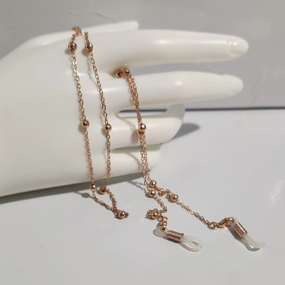 Elegant Eyeglass Chain Rose Gold and White
